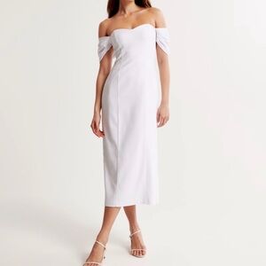 Abercrombie Off the shoulder white midi dress